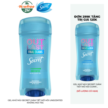 Gel Khử Mùi Secret Giảm Tiết Mồ Hôi Unscented Không Mùi 73g