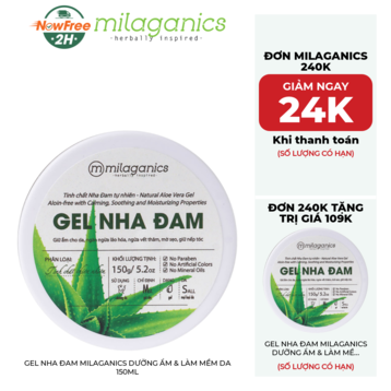 Gel Nha Đam Milaganics Dưỡng Ẩm &amp; Làm Mềm Da 150ml
