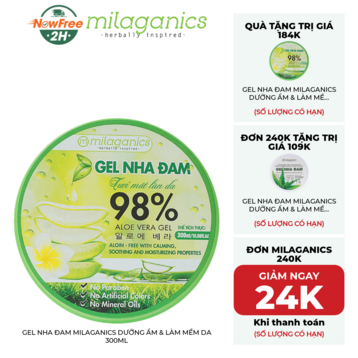 Gel Nha Đam Milaganics Dưỡng Ẩm &amp; Làm Mềm Da 300ml