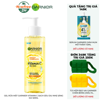 Gel Rửa Mặt Garnier Vitamin C Sạch Sâu Dịu Nhẹ Sáng Da 120ml