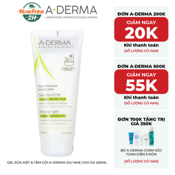 Gel Rửa Mặt &amp; Tắm Gội A-Derma Dịu Nhẹ Cho Da 200ml