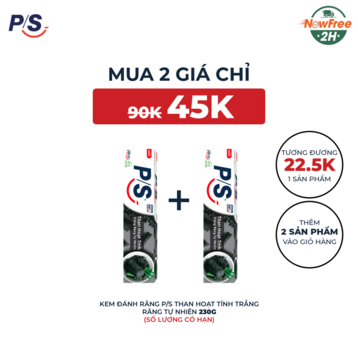 Kem Đánh Răng P/S Than Hoạt Tính Trắng Răng Tự Nhiên 230g