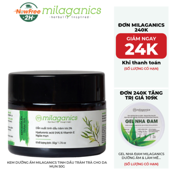 Kem Dưỡng Ẩm Milaganics Tinh Dầu Tràm Trà Cho Da Mụn 50g