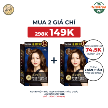 Kem Nhuộm Tóc Reen Phủ Bạc Thảo Dược Màu Nâu Sẫm 128g