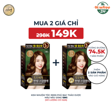Kem Nhuộm Tóc Reen Phủ Bạc Thảo Dược Màu Nâu Sáng 128g