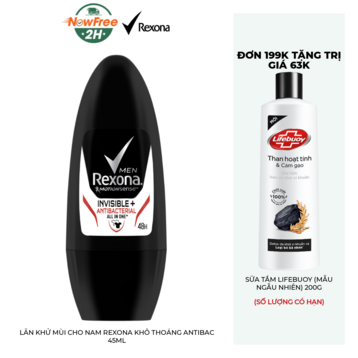 Lăn Khử Mùi Cho Nam Rexona Khô Thoáng Antibac 45ml