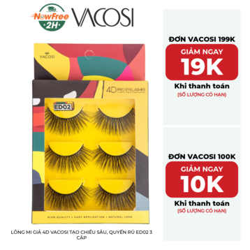Lông Mi Giả 4D Vacosi Tạo Chiều Sâu, Quyến Rũ ED02 3 Cặp