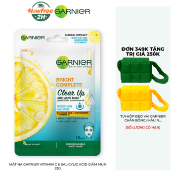 Mặt Nạ Garnier Vitamin C &amp; Salicylic Acid Giảm Mụn 23g