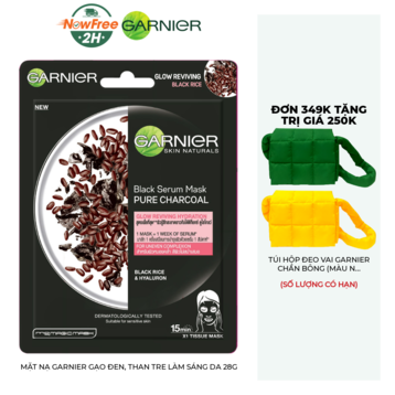 Mặt Nạ Garnier Gạo Đen, Than Tre Làm Sáng Da 28g
