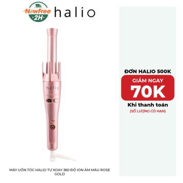 Máy Uốn Tóc Halio Tự Xoay 360 Độ Ion Âm Màu Rose Gold