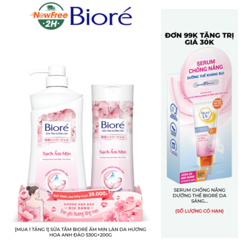 [Mua 1 Tặng 1] Sữa Tắm Bioré Ẩm Mịn Làn Da Hương Hoa Anh Đào 530g+200g
