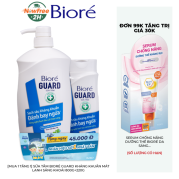 [Mua 1 Tặng 1] Sữa Tắm Bioré Guard Kháng Khuẩn Mát Lạnh Sảng Khoái 800g+220g