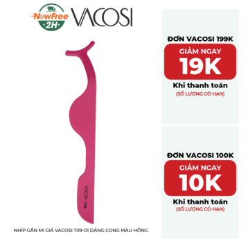 Nhíp Gắn Mi Giả Vacosi T09-01 Dáng Cong Màu Hồng