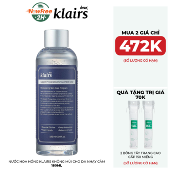 Nước Hoa Hồng Klairs Không Mùi Cho Da Nhạy Cảm 180ml