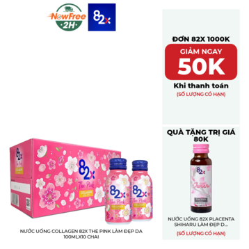 Nước Uống Collagen 82X The Pink Làm Đẹp Da 100mlx10 Chai