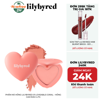 Phấn Má Hồng Lilybyred 01 Loveable Coral - Hồng Cam Đào 4.7g