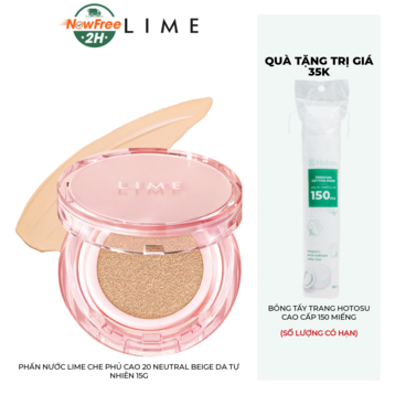 Phấn Nước Lime Che Phủ Cao 20 Neutral Beige Da Tự Nhiên 15g