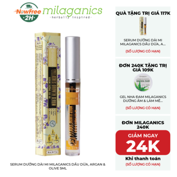 Serum Dưỡng Dài Mi Milaganics Dầu Dừa, Argan &amp; Olive 5ml