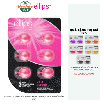Serum Dưỡng Tóc Ellips Keratin Phục Hồi Hư Tổn Vỉ 6 Viên