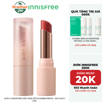Son Lì innisfree Siêu Nhẹ Môi 8 Amber Brick - Đỏ Gạch 3.5g