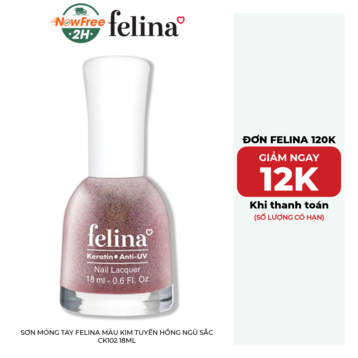 Sơn Móng Tay Felina Màu Kim Tuyến Hồng Ngũ Sắc CK102 18ml