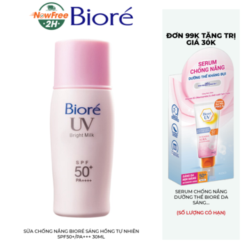 Sữa Chống Nắng Bioré Sáng Hồng Tự Nhiên SPF50+/PA+++ 30ml