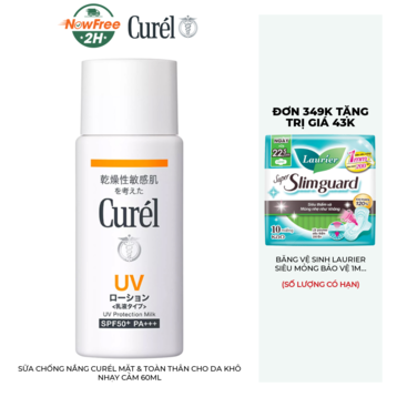 Sữa Chống Nắng Curél Mặt &amp; Toàn Thân Cho Da Khô Nhạy Cảm 60ml