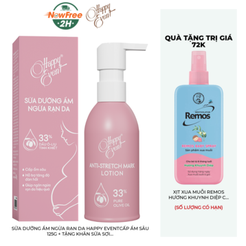 Sữa Dưỡng Ẩm Ngừa Rạn Da Happy Event Cấp Ẩm Sâu 125g + Tặng Khăn Sữa Sợi Tre