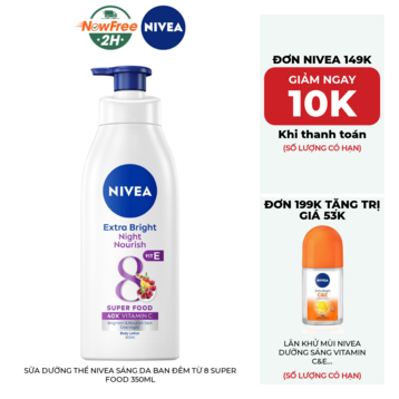 Sữa Dưỡng Thể Nivea Sáng Da Ban Đêm Từ 8 Super Food 350ml