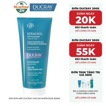 Sữa Rửa Mặt Ducray Cho Da Nhờn Mụn 200ml