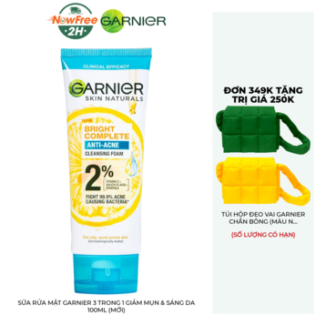 Sữa Rửa Mặt Garnier 3 Trong 1 Giảm Mụn &amp; Sáng Da 100ml (Mới)