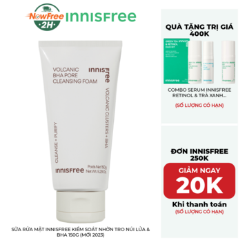 Sữa Rửa Mặt innisfree Kiểm Soát Nhờn Tro Núi Lửa &amp; BHA 150g (Mới 2023)