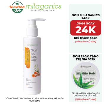 Sữa Rửa Mặt Milaganics Tràm Trà Nano Nghệ Ngừa Mụn 135ml