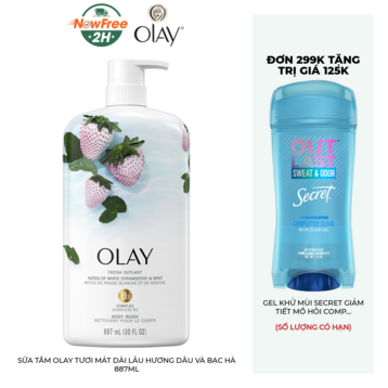 Sữa Tắm Olay Tươi Mát Dài Lâu Hương Dâu Và Bạc Hà 887ml