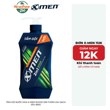 Tắm Gội Nước Hoa X-Men Wood 2in1 Thơm Lâu Sạch Sâu 650g