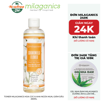 Toner Milaganics Hoa Cúc &amp; AHA Ngừa Mụn, Giảm Dầu 250ml