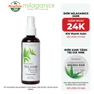 Xịt Khoáng Milaganics Trà Xanh Cấp Nước, Ngừa Mụn 100ml
