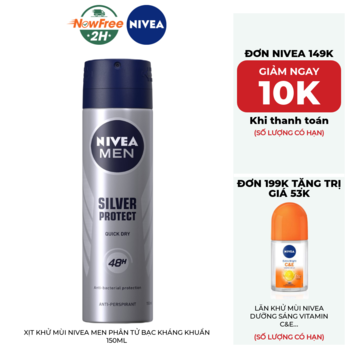 Xịt Khử Mùi Nivea Men Phân Tử Bạc Kháng Khuẩn 150ml