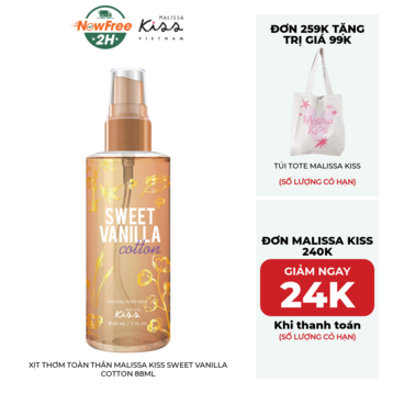 Xịt Thơm Toàn Thân Malissa Kiss Sweet Vanilla Cotton 88ml