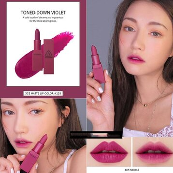 Son Thỏi 3CE Mịn Lì 225 Flexible - Tím Thuần 3.5g