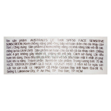 Kem Chống Nắng Australis Le Tan SPF50 Cho Da Nhạy Cảm 70ml