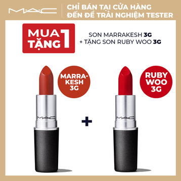 [Mua 1 Tặng 1] Son Thỏi MAC Mịn Lì Marrakesh 3g + Tặng Son Thỏi Siêu Lì Ruby Woo 3g