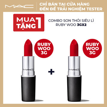[Mua 1 Tặng 1] Son Thỏi MAC Siêu Lì 707 Ruby Woo - Đỏ Cổ Điển 3gx2