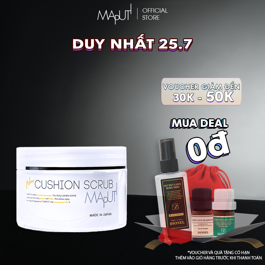 Kem Ủ Trắng Da và Tẩy Tế Bào Chết Toàn Thân Maputi Cushion Scrub Made in Japan 150g